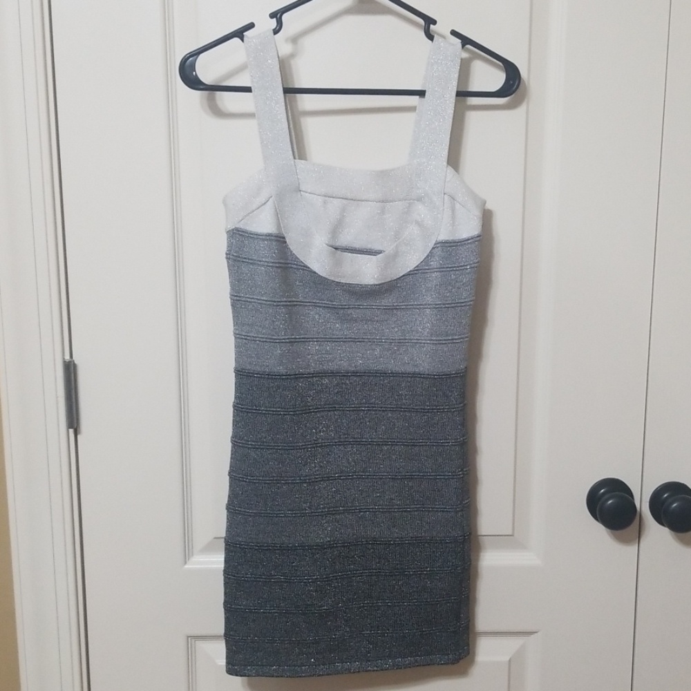 Striped fitted metallic dress